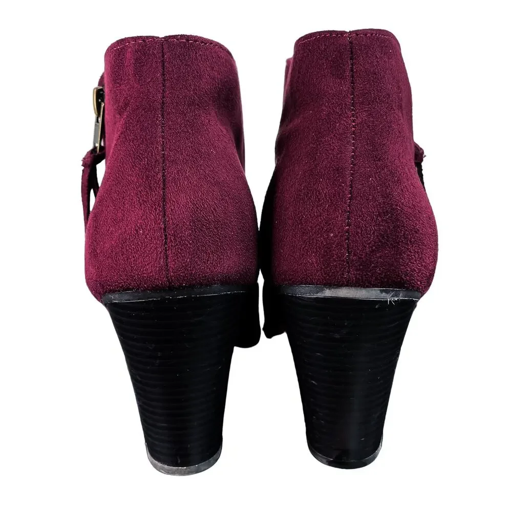 Charlotte Russe Burgundy Maroon Faux Suede Ankle Booties 9M